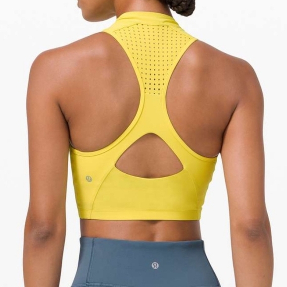 Lululemon Unleash Strength Sport Bra *Medium Support Yellow Serpentine Size 4 - Picture 3 of 16